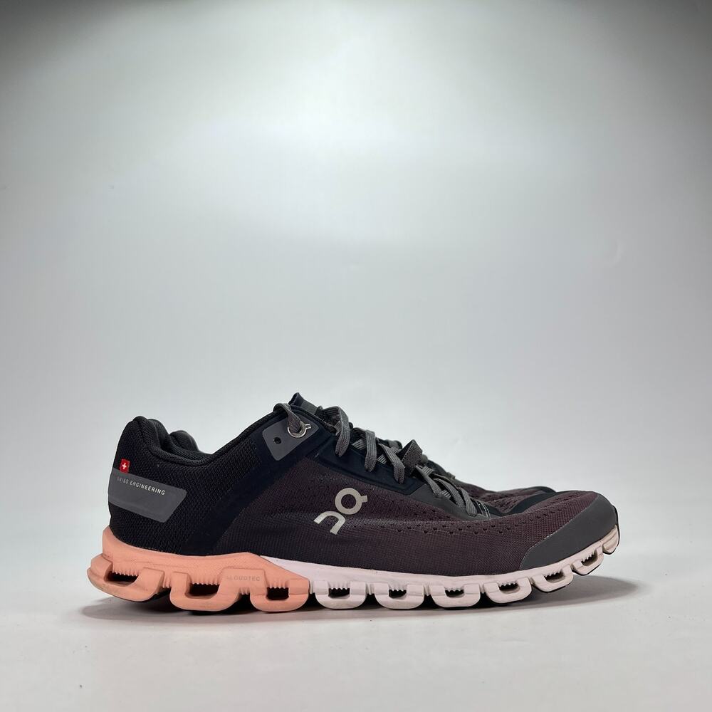 On Running Cloudflow 3.0 Rock Grey Rose Lace Up Road Shoes 35.99234 Women's Sz 8